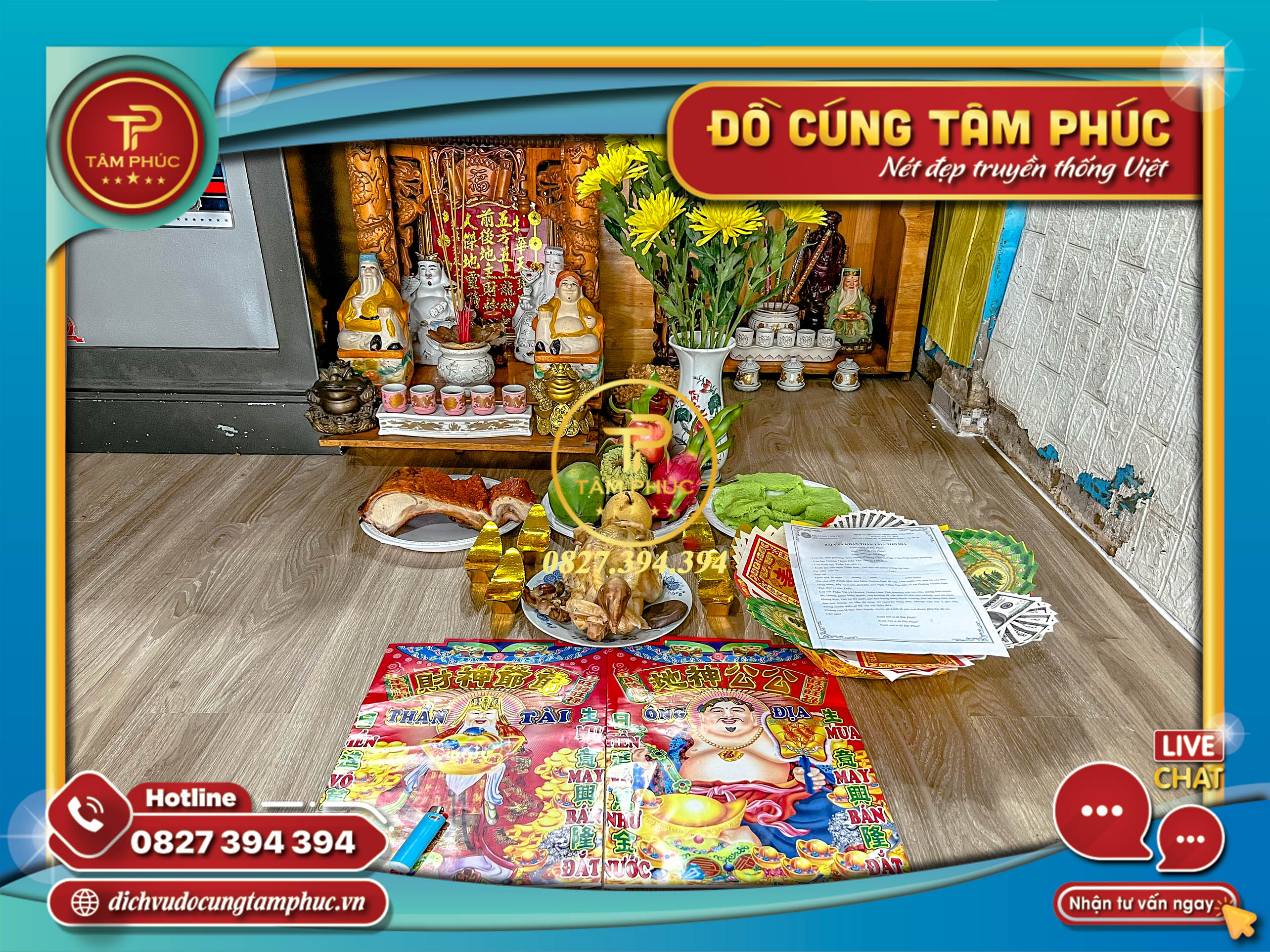 Mâm cúng Thần Tài - Thổ Địa trọn gói.